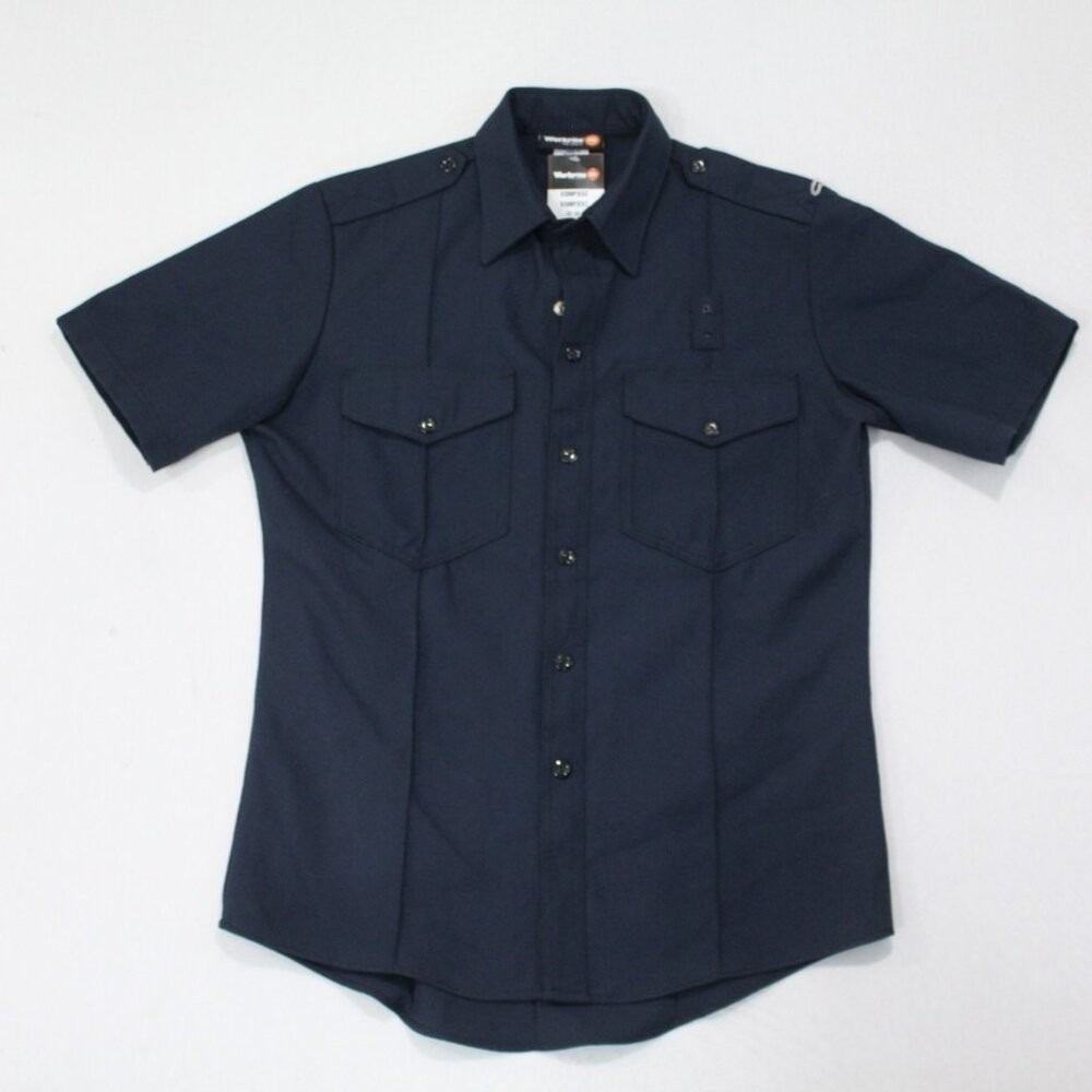 Workrite Button Up Shirt Mens XS Blue New FR Resistant Short Sleeve Workwear